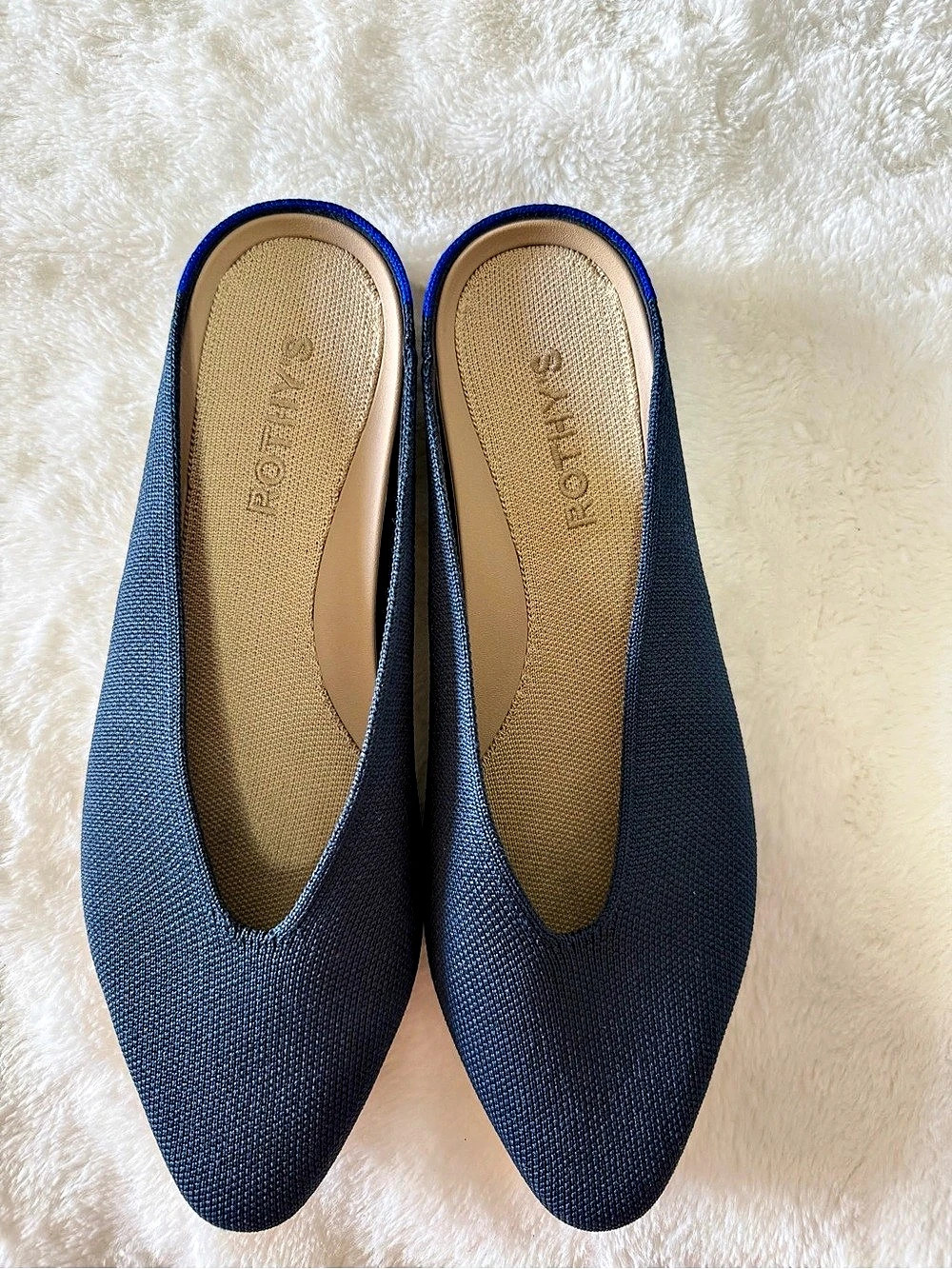 Rothy’s Pointed Toe Mules in Blue US 7.5